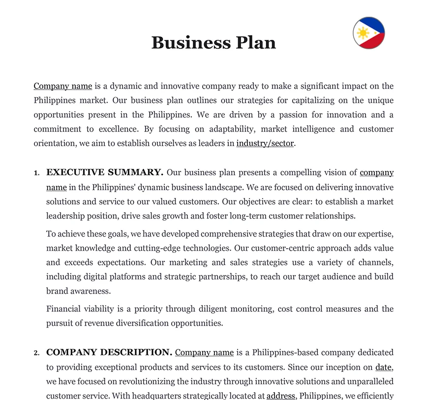 business plan for resort in philippines