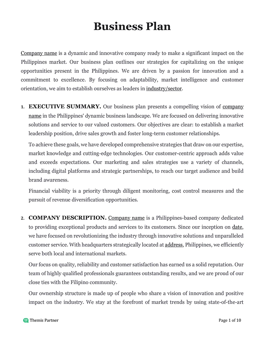 Business plan Philippines 1
