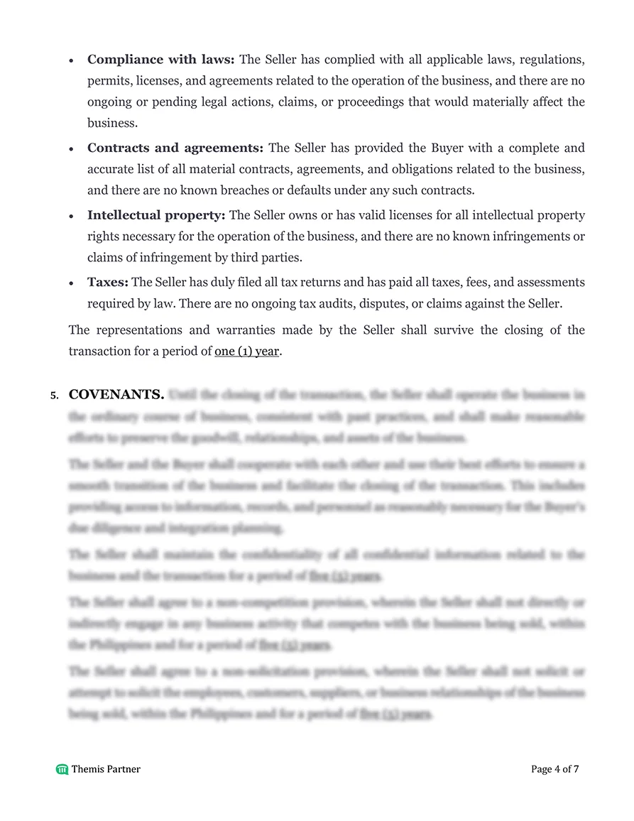 Business purchase agreement Philippines 4