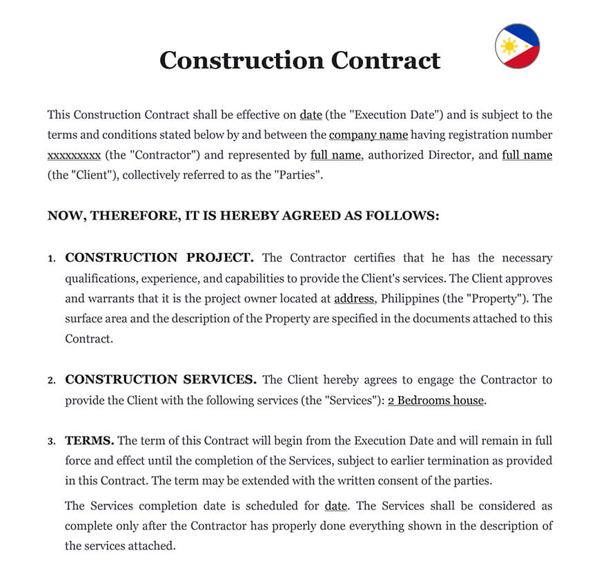 Construction contract Philippines