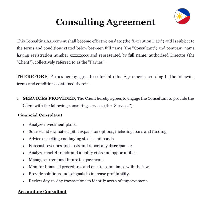 Consulting agreement Philippines