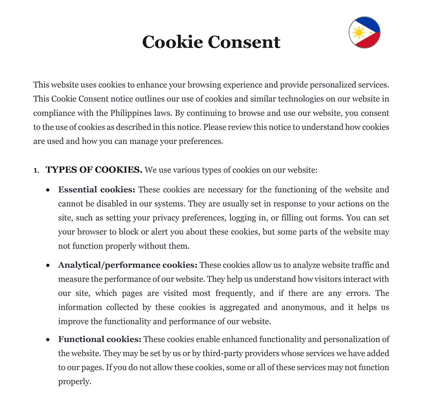 Cookie consent Philippines