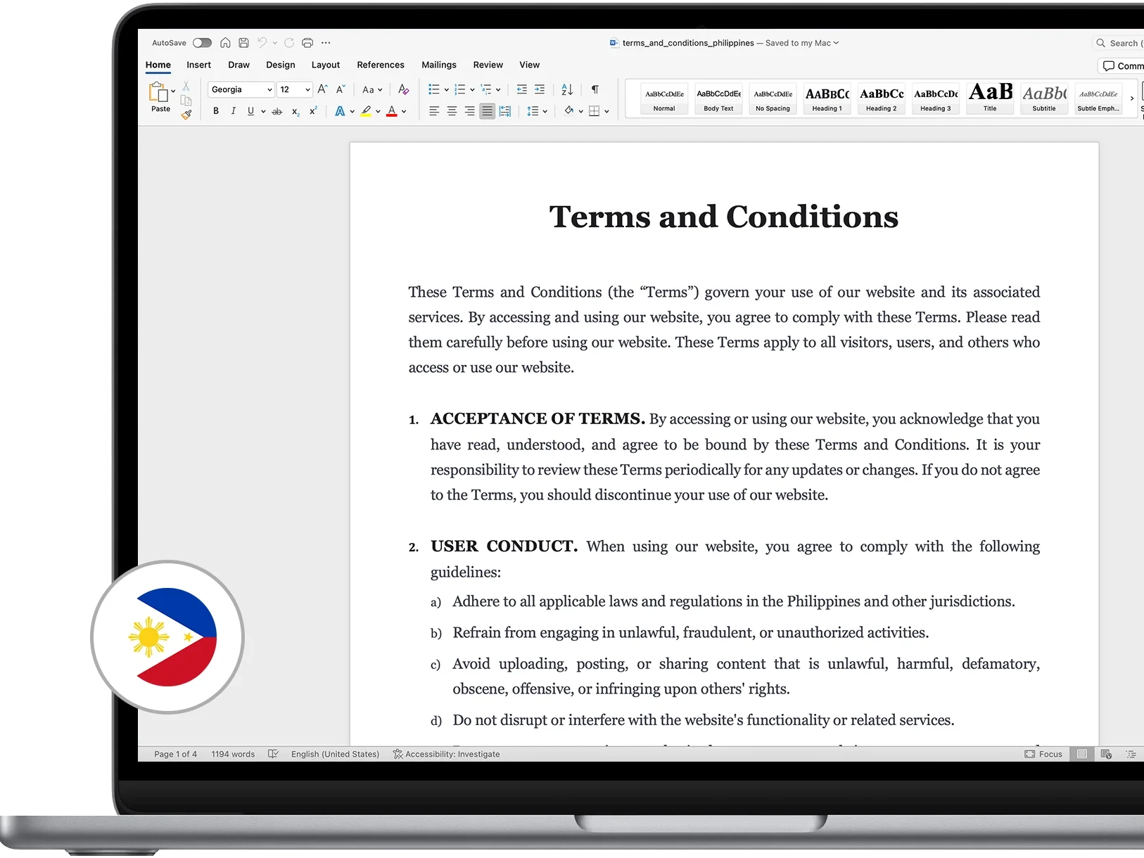 Ecommerce policy templates Philippines