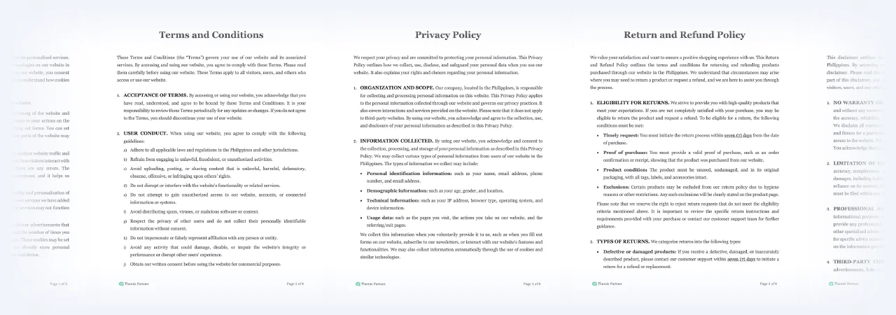 Ecommerce policy templates