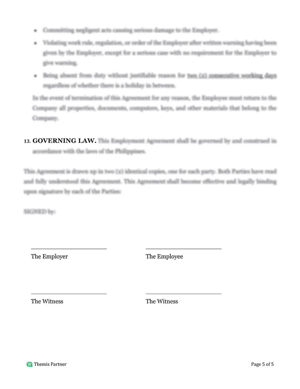 Employment agreement template 5