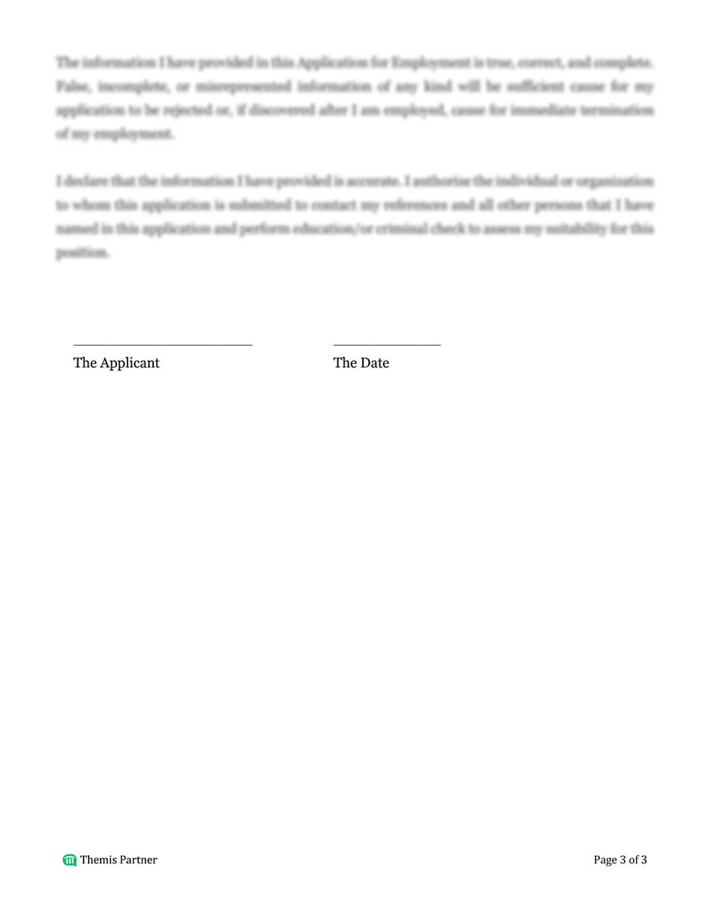 Employment application template 3
