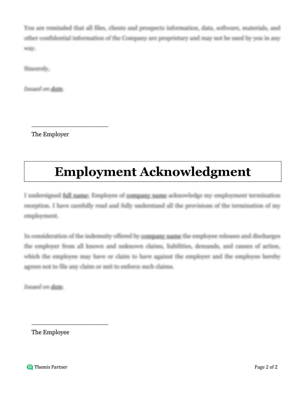 Employment termination letter template 2
