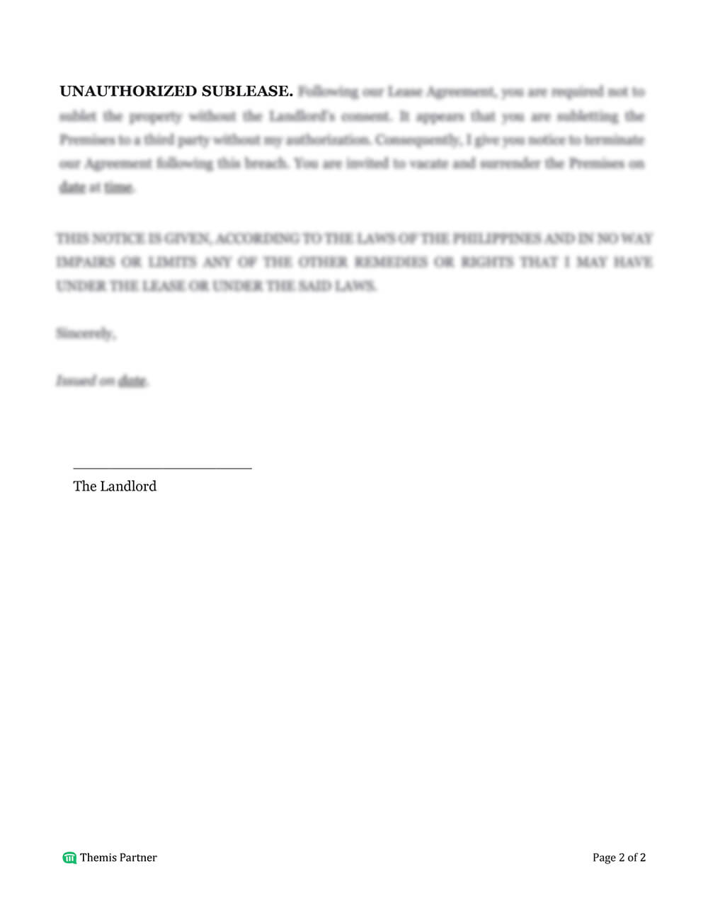 Eviction notice letter template 2
