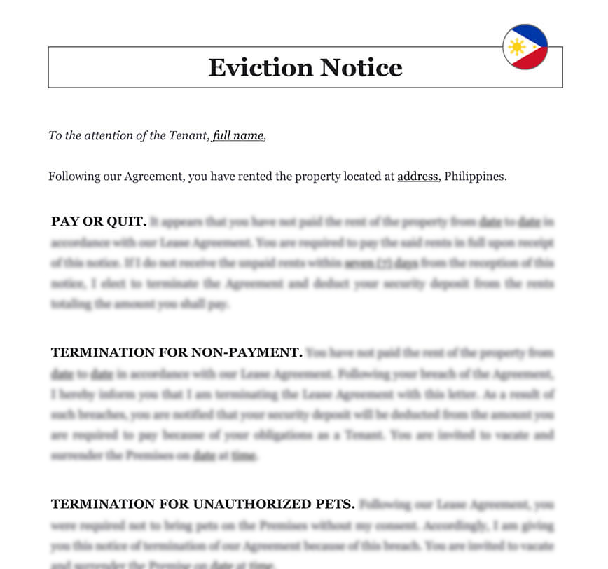 Eviction notice letter Philippines