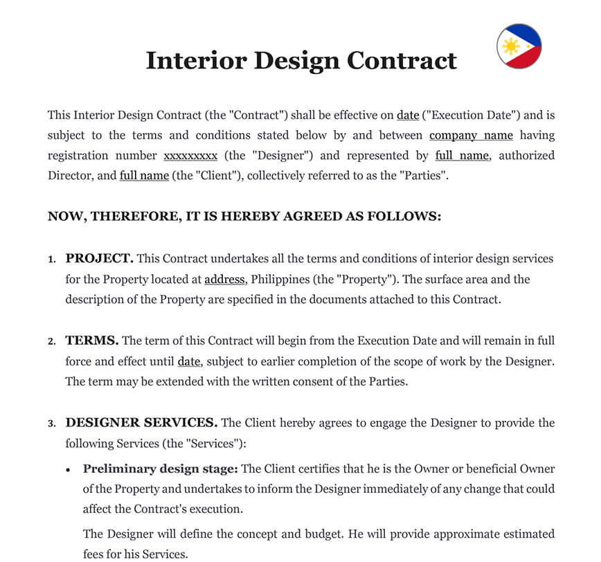 Interior design contract Philippines