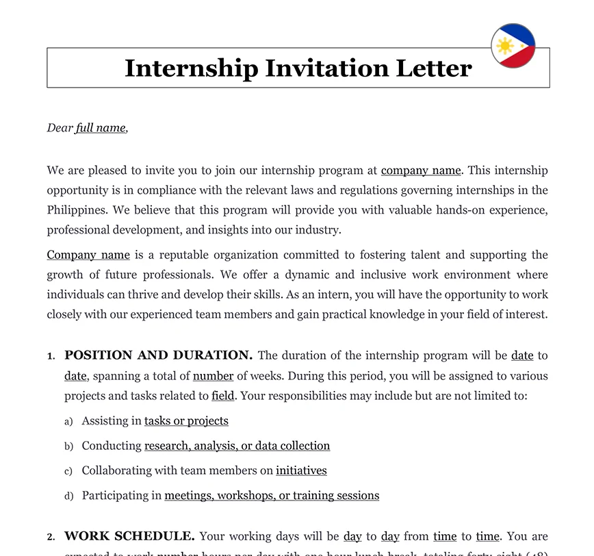 Internship Invitation Letter Philippines