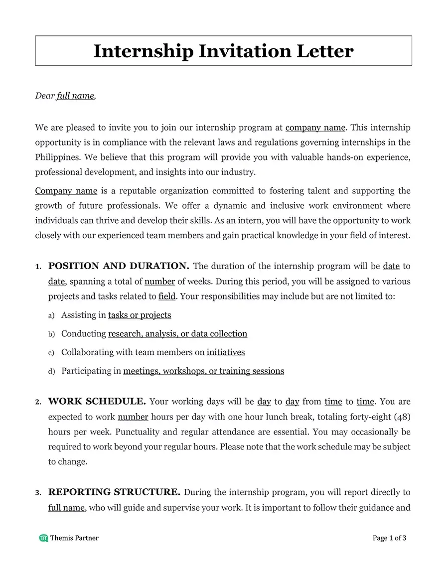Internship invitation letter Philippines 1