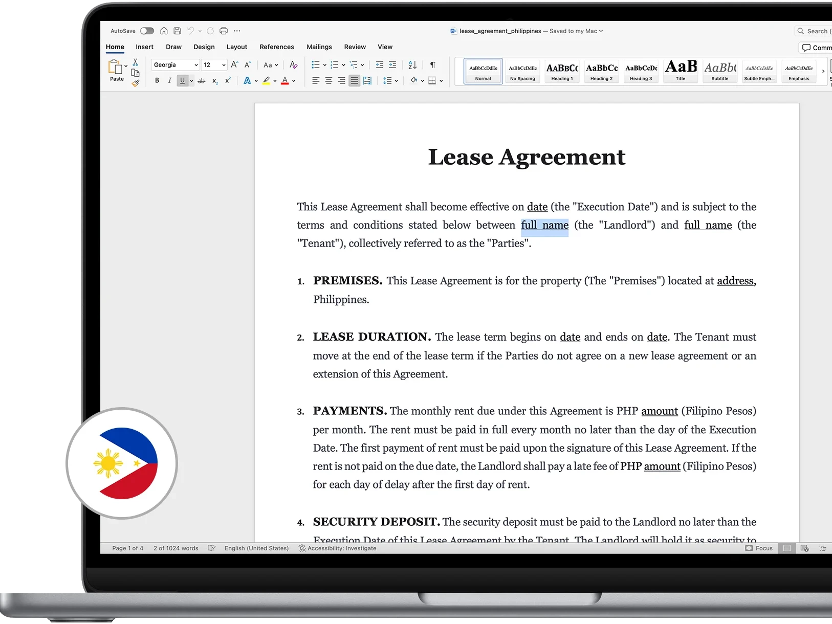 Landlord document templates Philippines