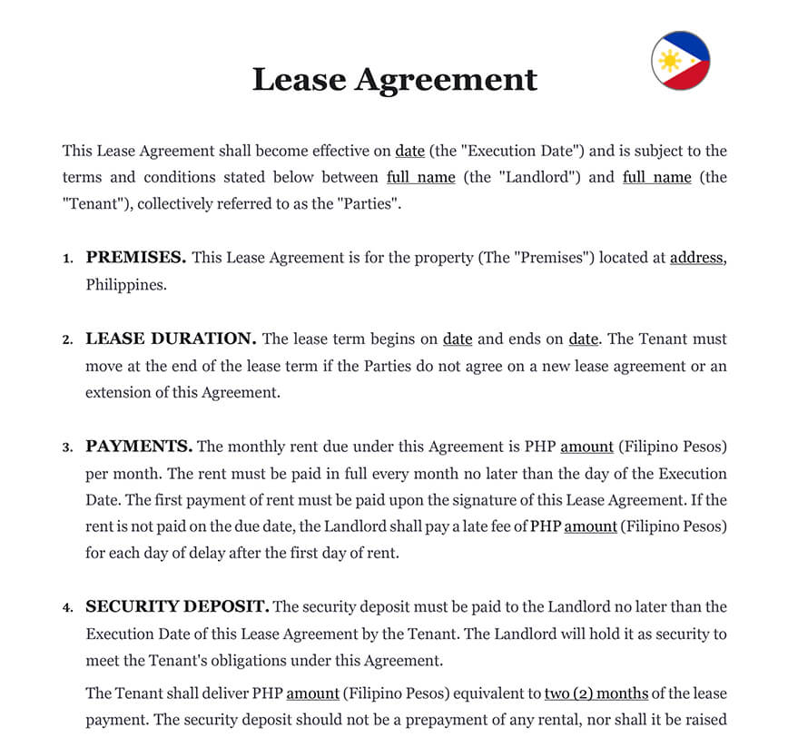 Lease agreement Philippines