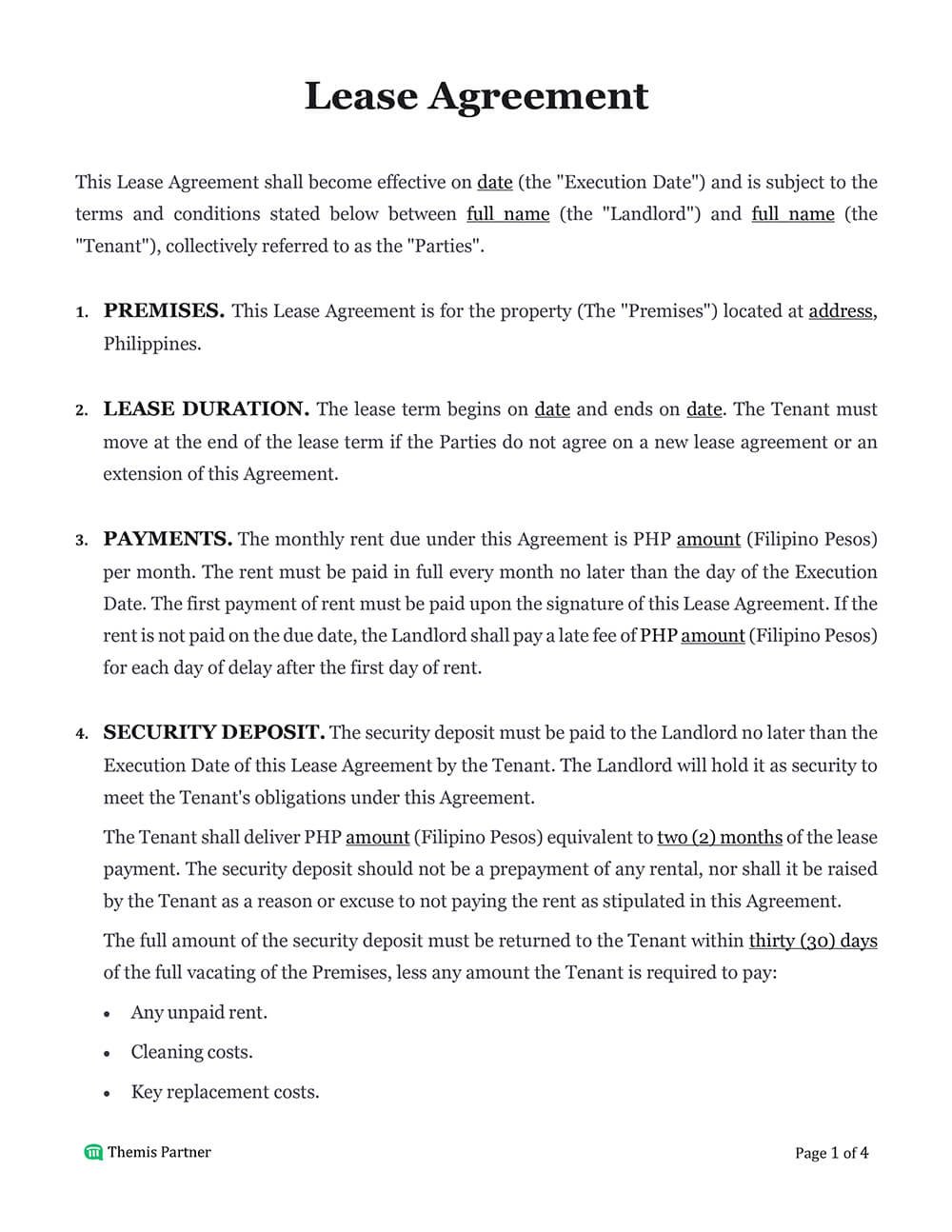 Lease agreement template