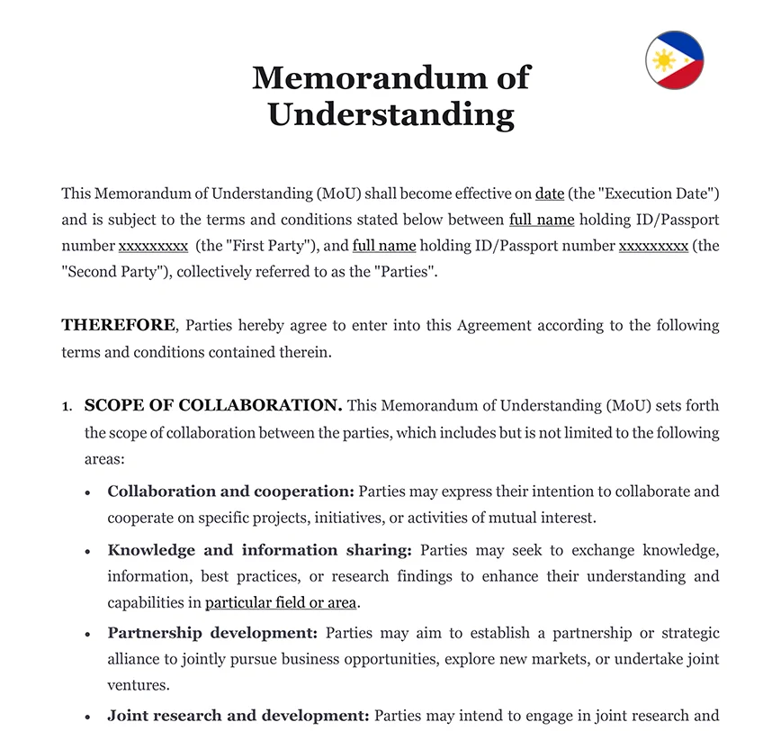 Memorandum of Understanding Philippines