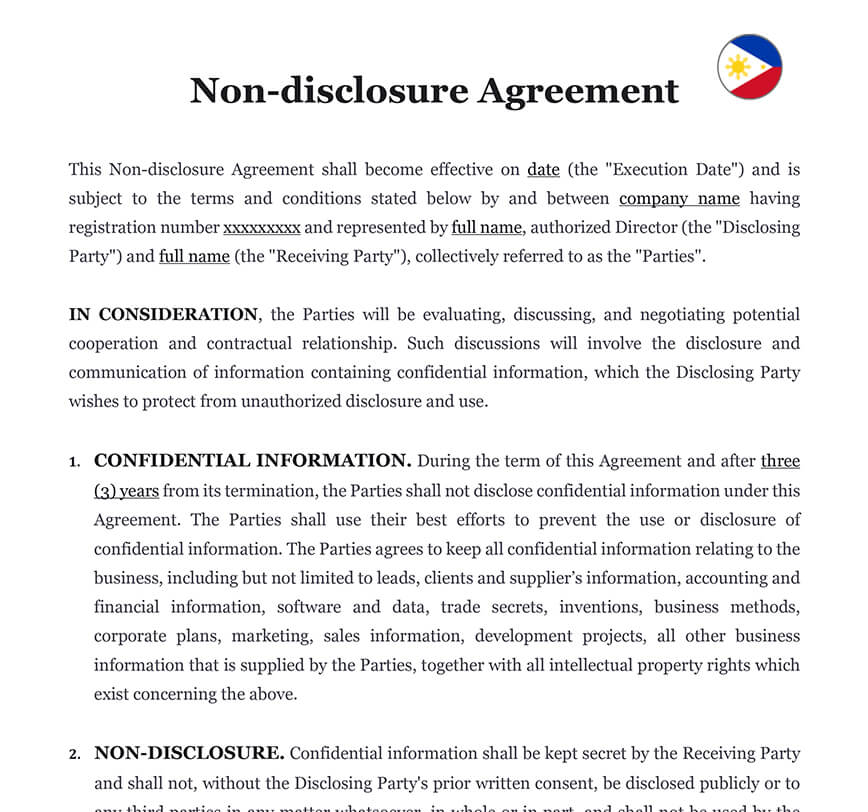 Non-disclosure agreement Philippines