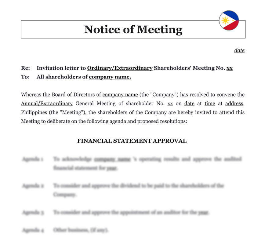 Notice of meeting Philippines