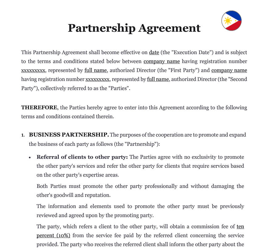 Partnership agreement Philippines