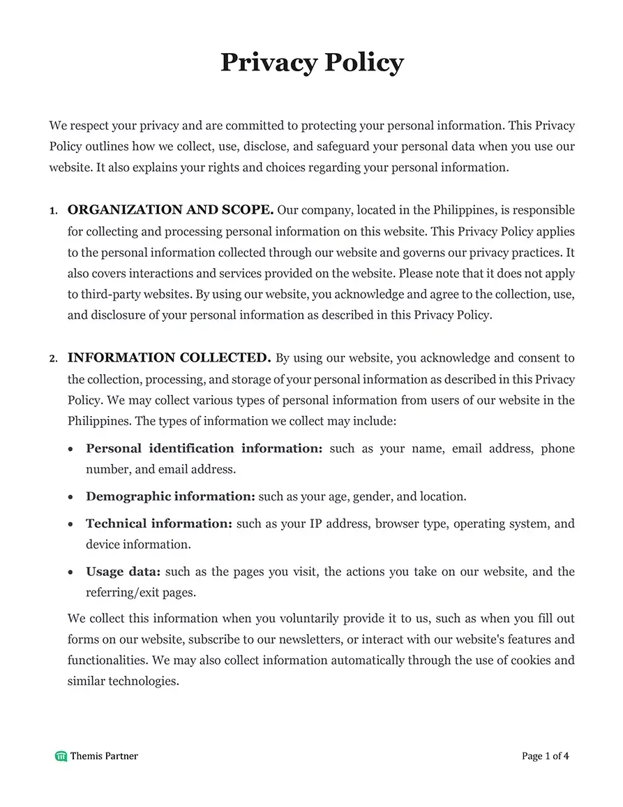 Privacy policy Philippines 1