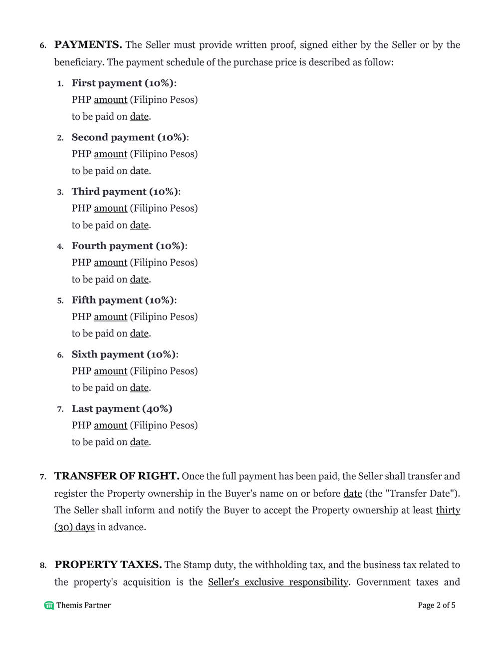 Real estate purchase agreement template 2