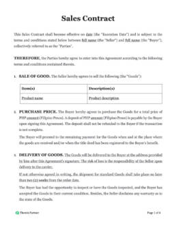 Sales contract template
