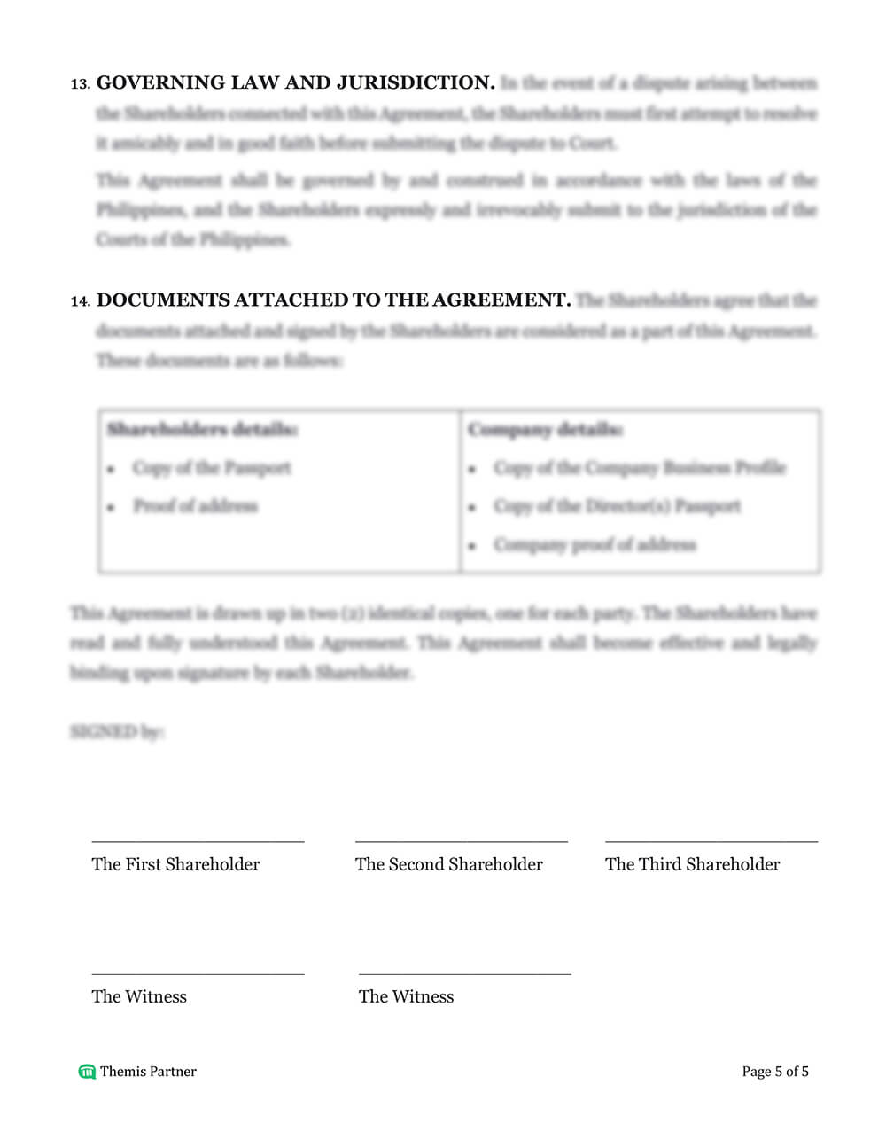 Shareholders agreement template 5