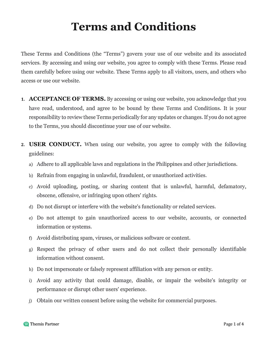 Terms and conditions Philippines 1